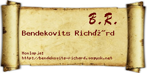 Bendekovits Richárd névjegykártya